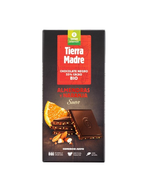 CHOCOLATE NEGRO 55%ALMENDRAS NARANJA 100 GR