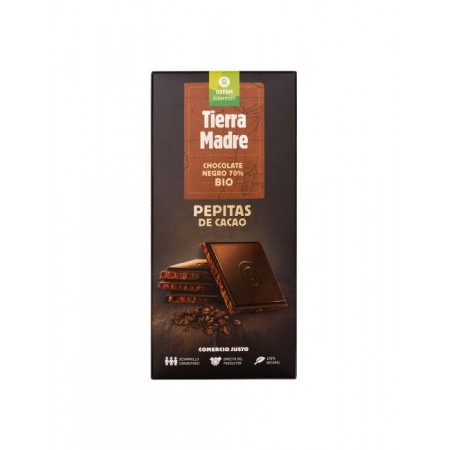 CHOCOLATE NEGRO 70% CON PEPITAS DE CACAO 100 GR