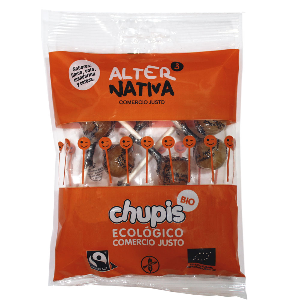 BOLSA CHUPIS SABOR LIMÓN, COLA, MANDARINA Y CEREZA (8 UNIDADES)
