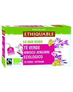 TÉ VERDE HIBISCO JENGIBRE ECOLÓGICO TÉ VERDE VIETNAN 20 BOLSITAS