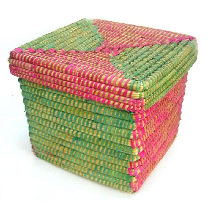 CESTA CON TAPA COLORES 29*29*25CM